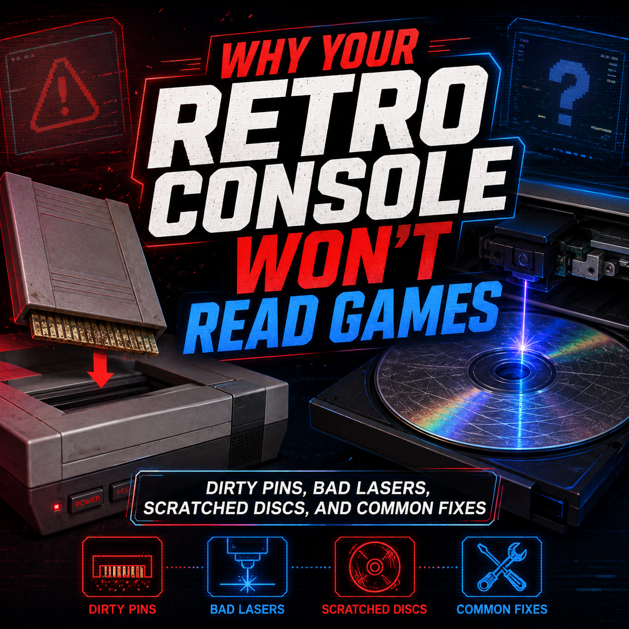 Why Your Retro Console Won’t Read Games: Dirty Pins, Bad Lasers, Scratched Discs, and Common Fixes