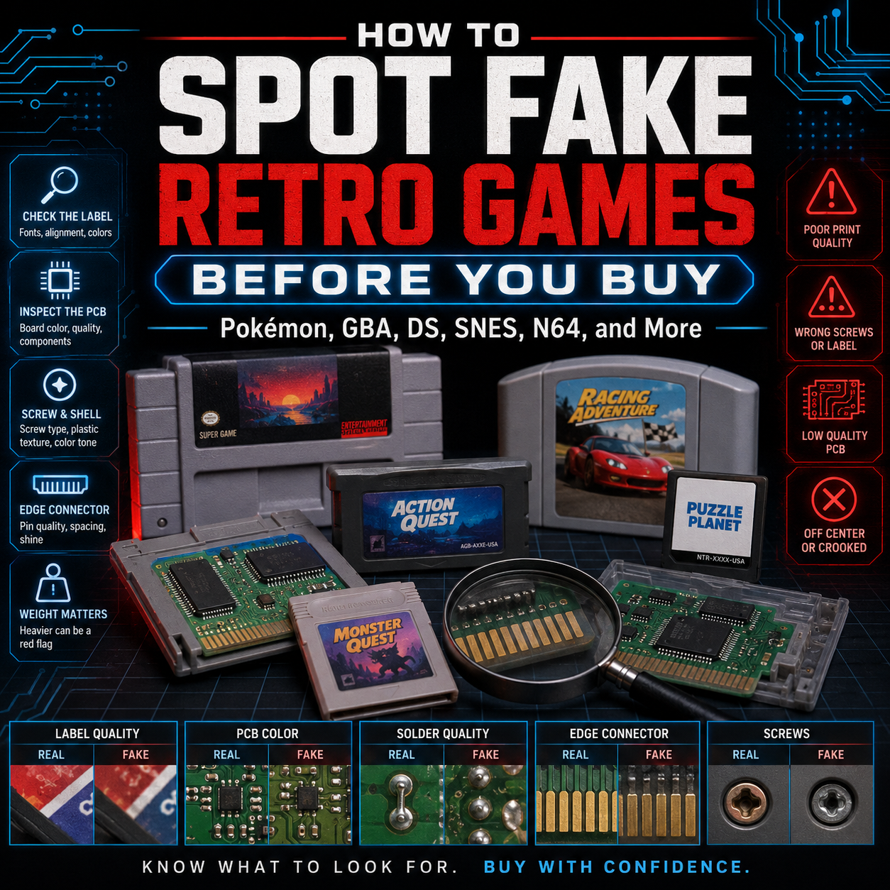 How to Spot Fake Retro Games Before You Buy: Pokémon, GBA, DS, SNES, N64, and More