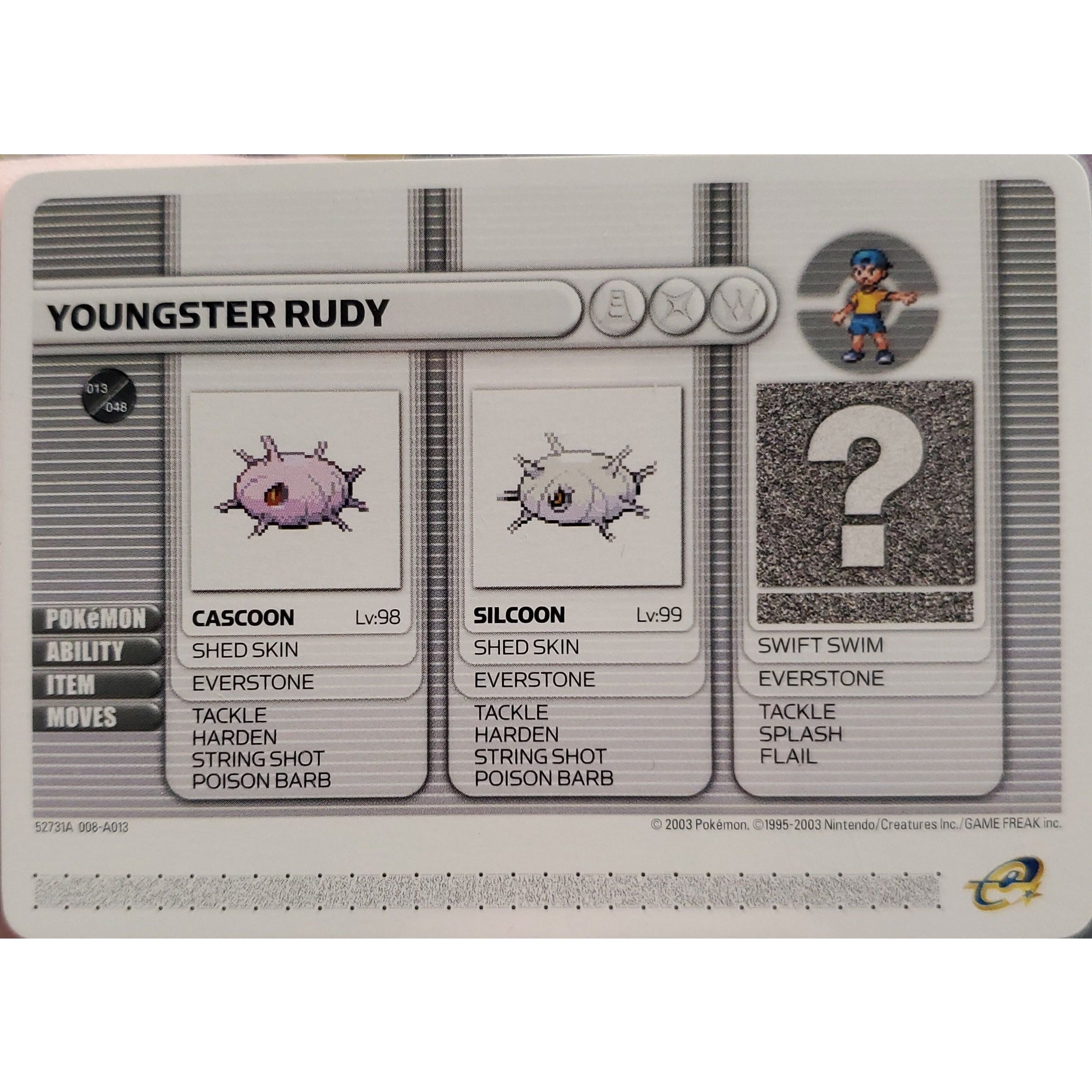 e-Reader - Pokemon Battle Card - Youngster Rudy