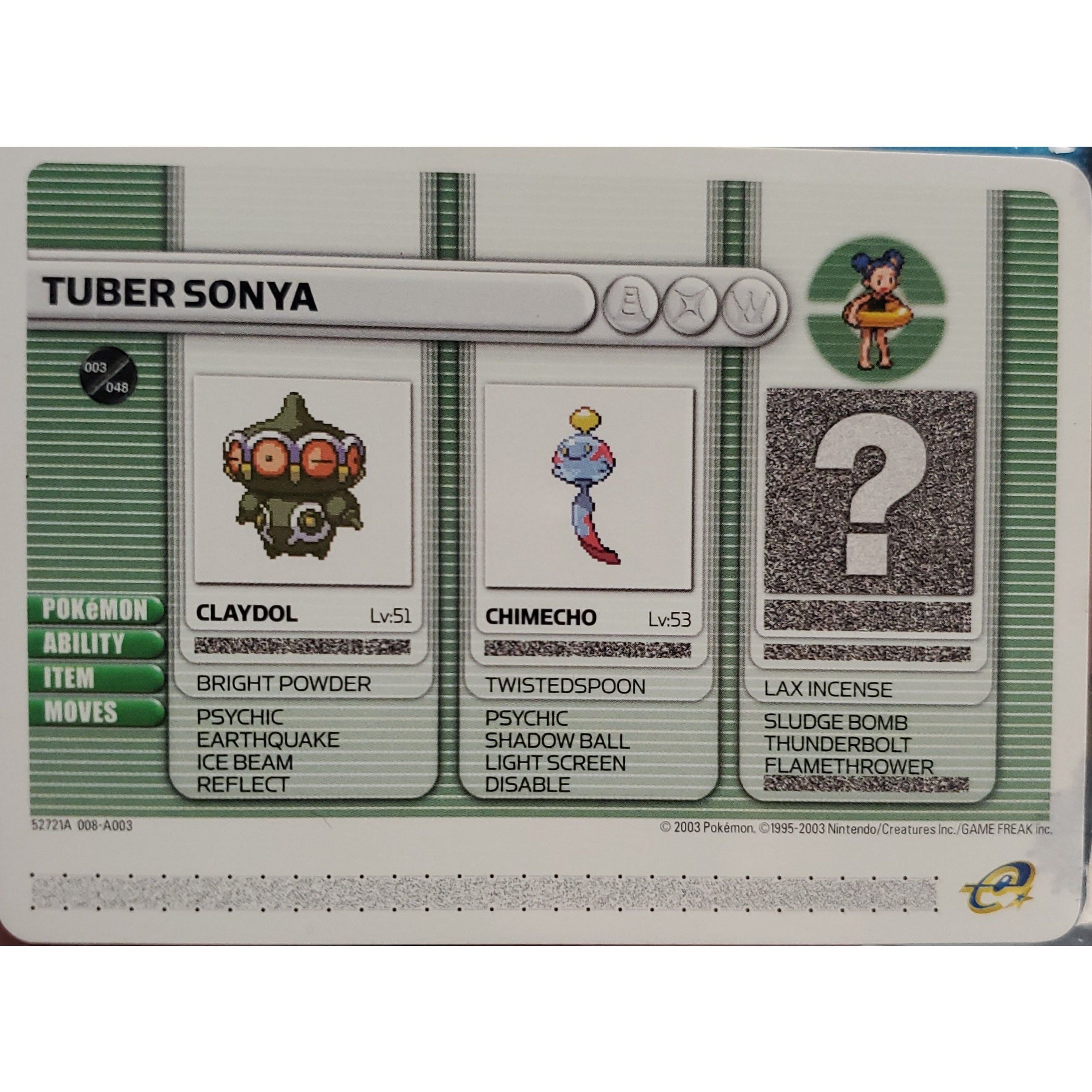 e-Reader - Pokemon Battle Card - Tuber Sonya
