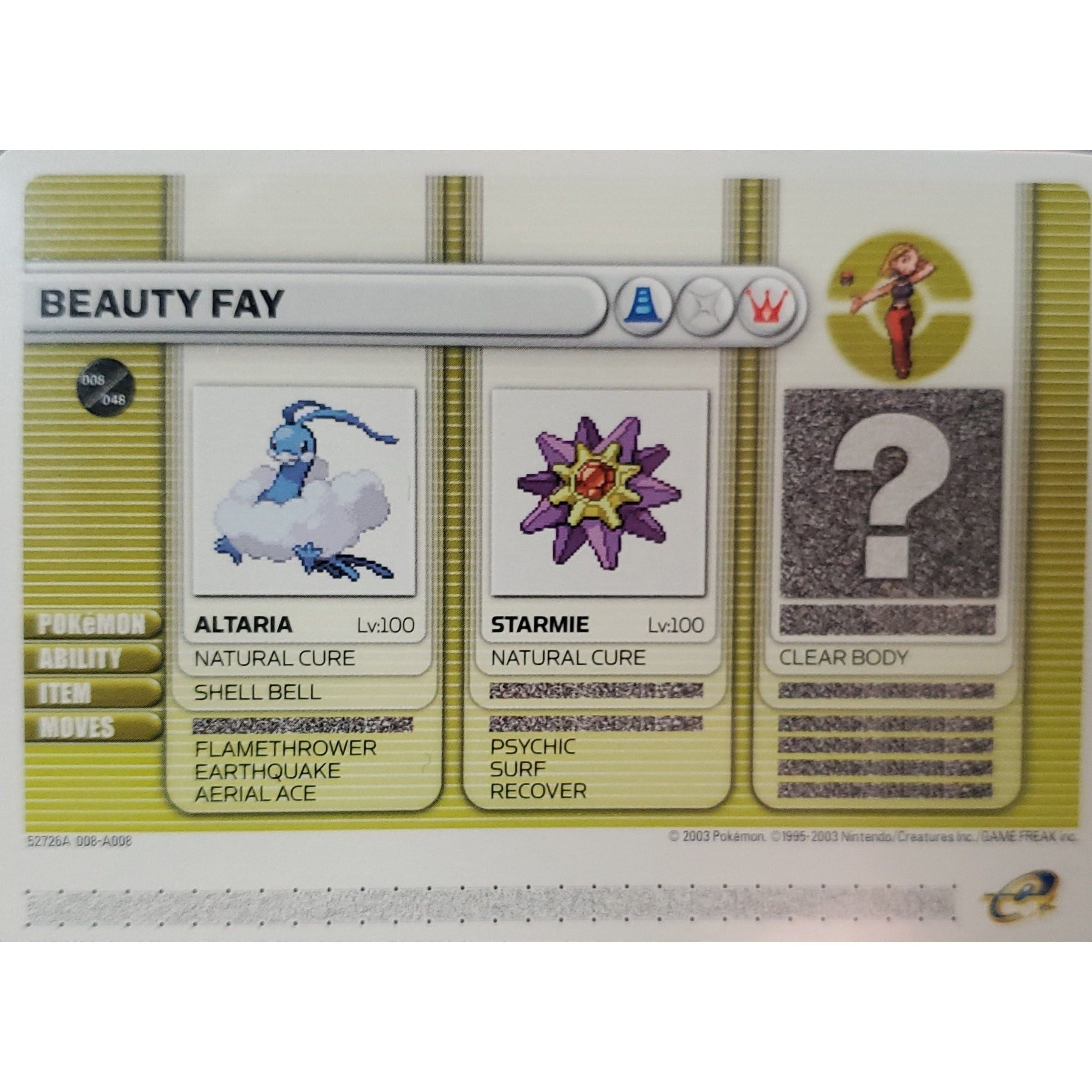 GBA - Pokemon Battle Card - Beauty Fay
