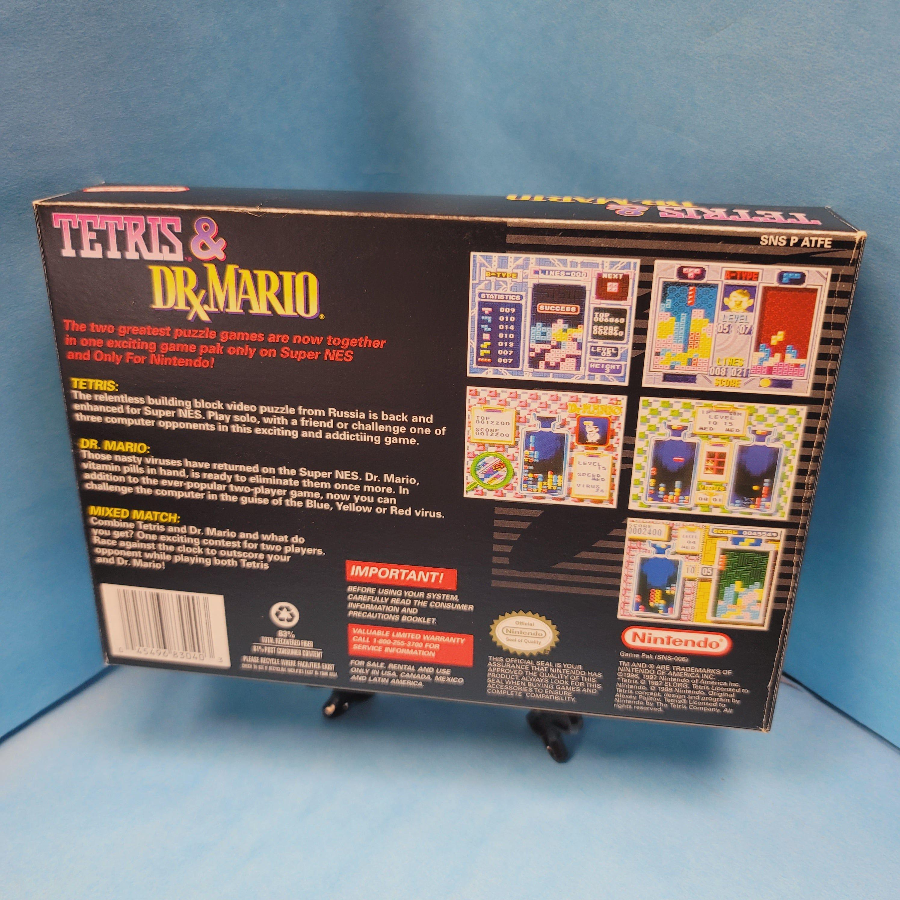 SNES - Tetris & Dr. Mario (Complet dans la boîte / Choix du joueur / A+ / Avec manuel)