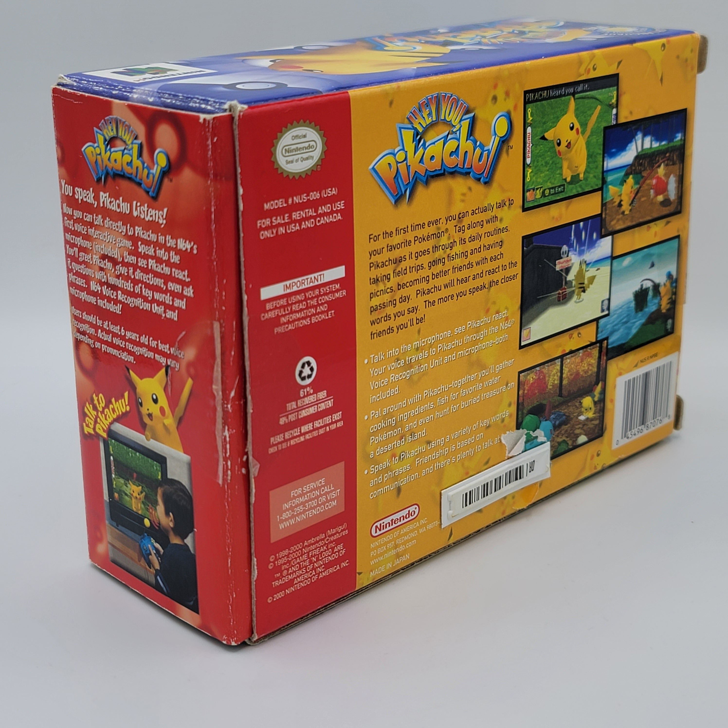N64 - Hey You Pikachu (Complete in Box / B / With Manual / No Controller Clip or Mic Foam)