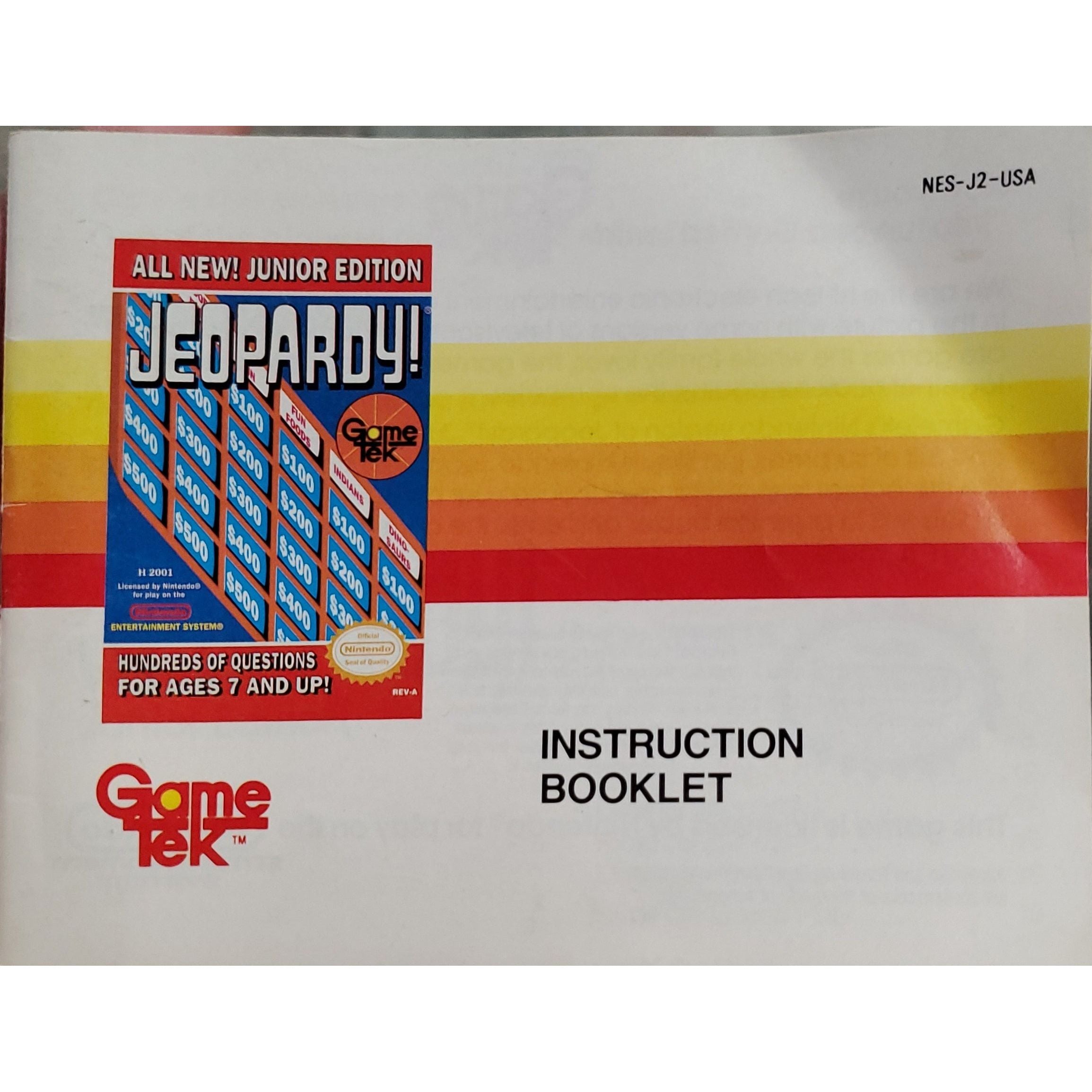 NES - Jeopardy Junior Edition (Manual)