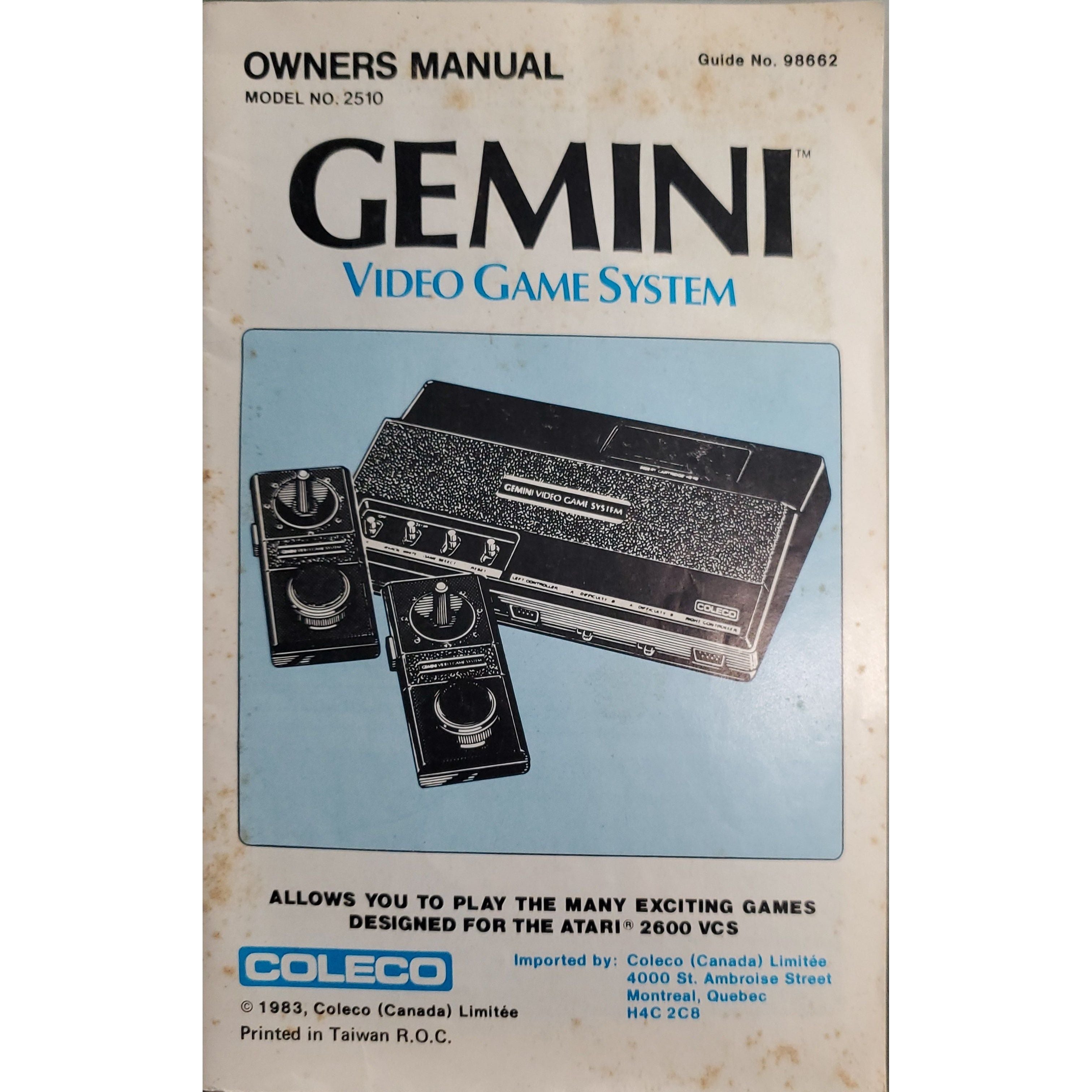 Coleco Gemini Owner's Manual