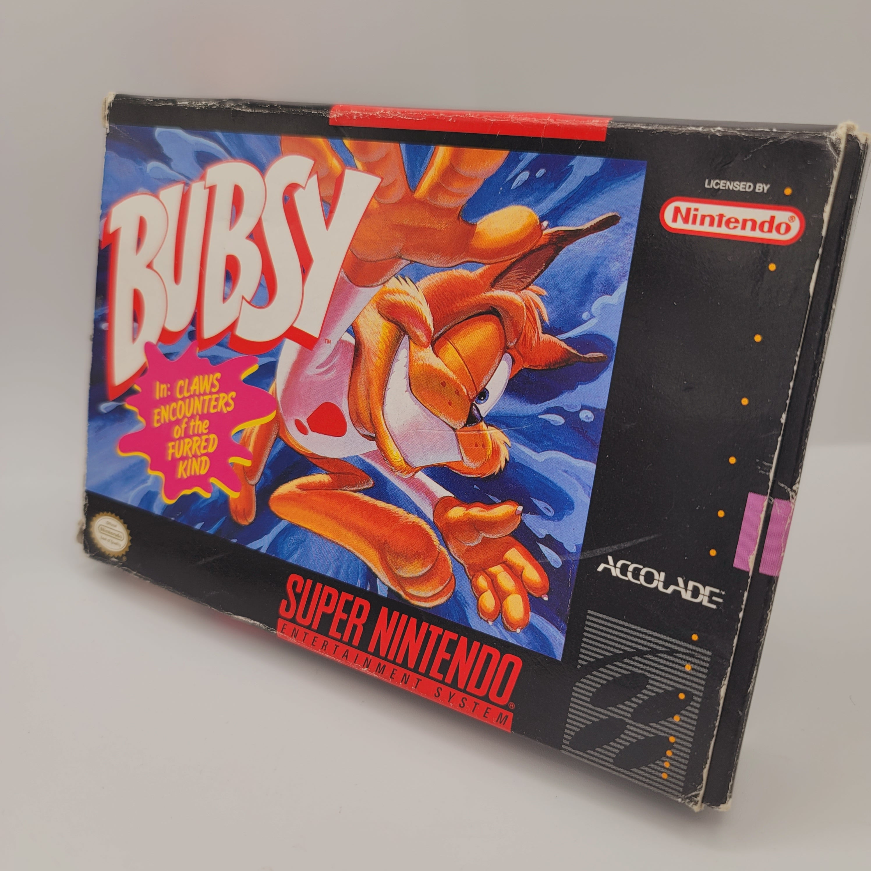 SNES - Bubsy In Claws Encounters of the Furred Kind (Complete in Box / B+ / With Manual)