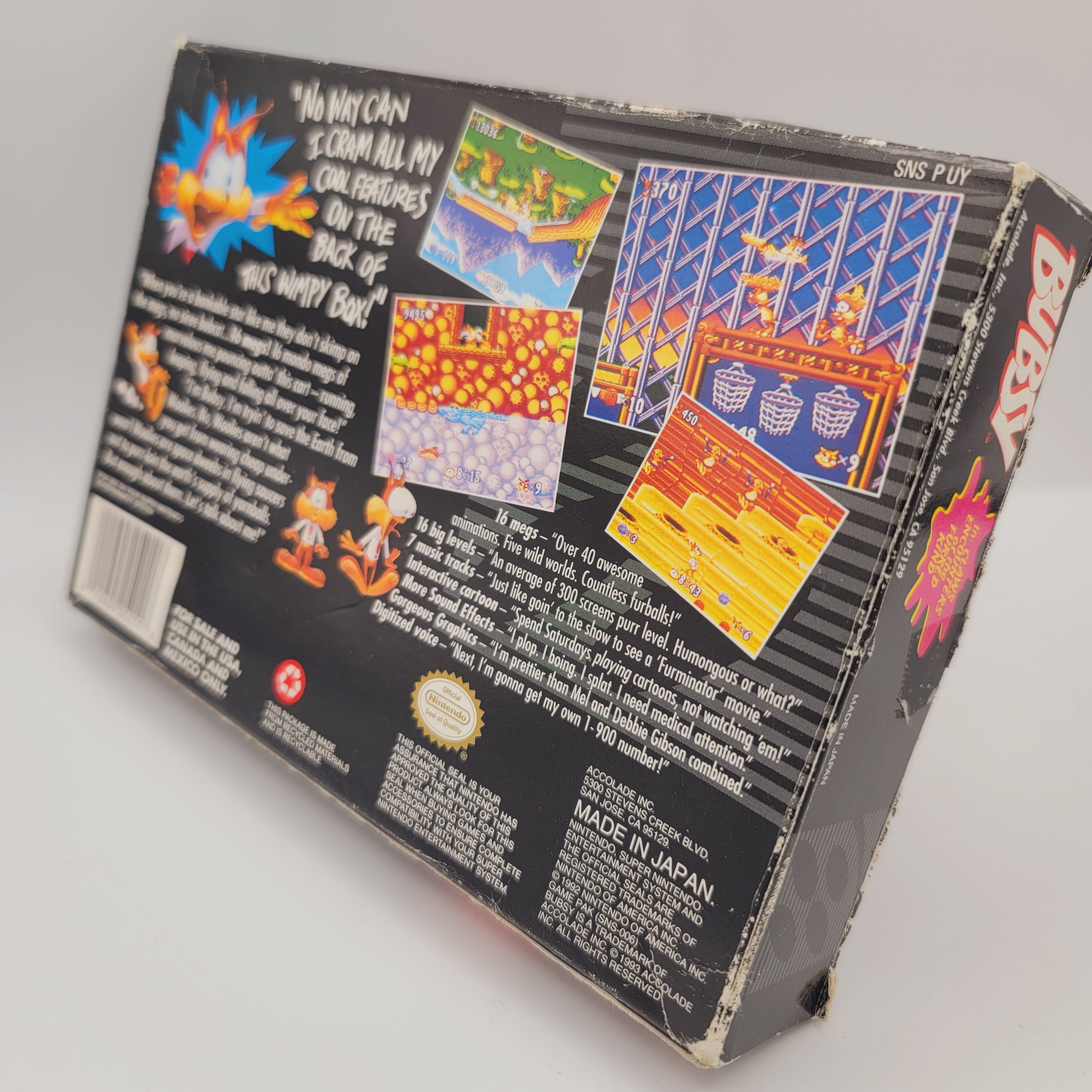 SNES - Bubsy In Claws Encounters of the Furred Kind (Complete in Box / B+ / With Manual)