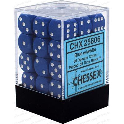 Dice - 36 D6 Piece Opaque Dice Set (Blue/White)