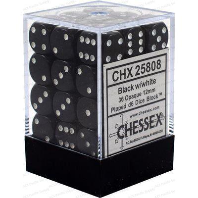 Dice - 36 D6 Piece Opaque Dice Set (Black/White)