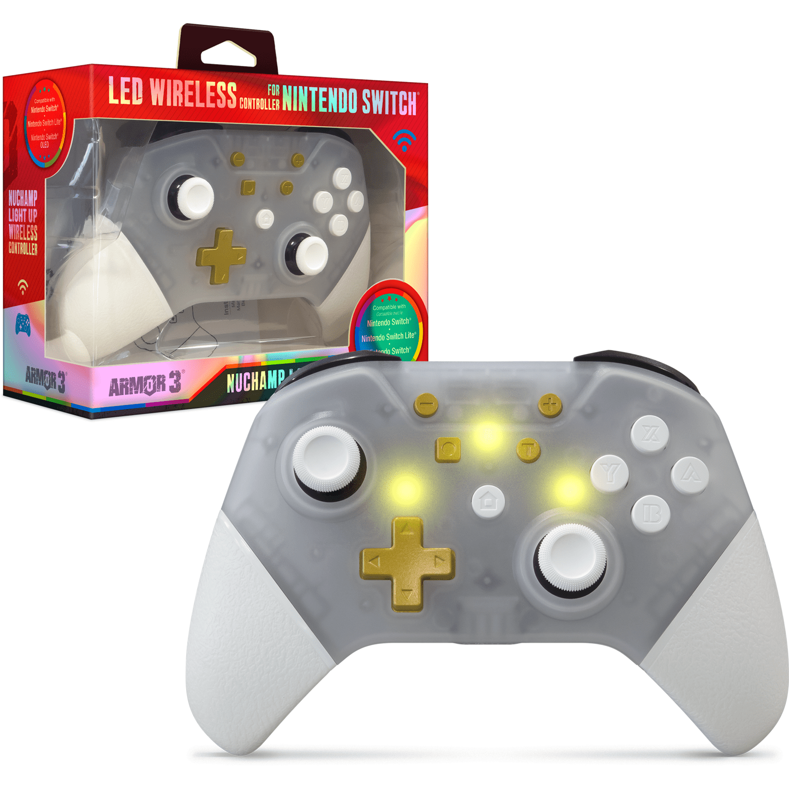 NuChamp Wireless Controller for Nintendo Switch (Clear)