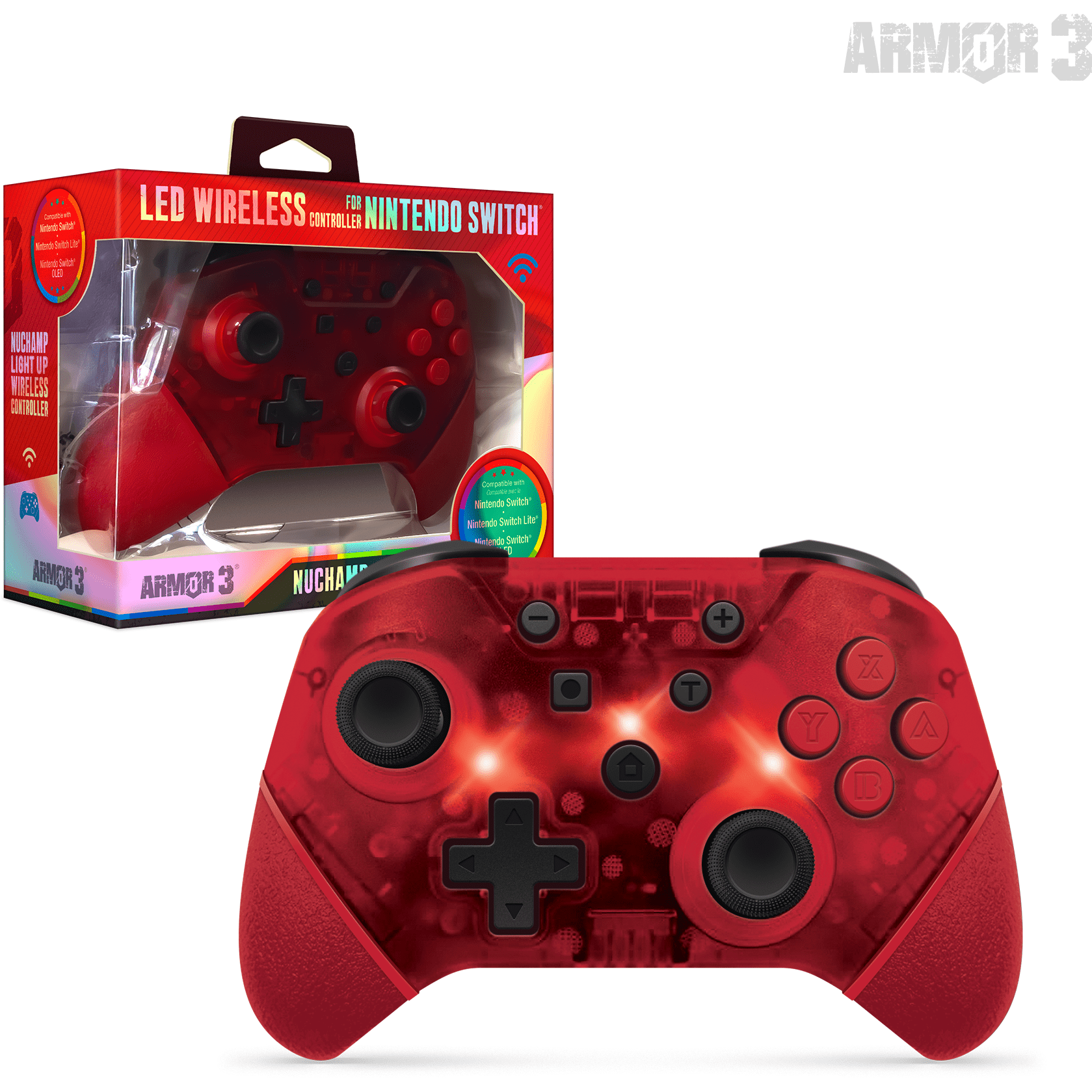 NuChamp Wireless Controller for Nintendo Switch (Red)