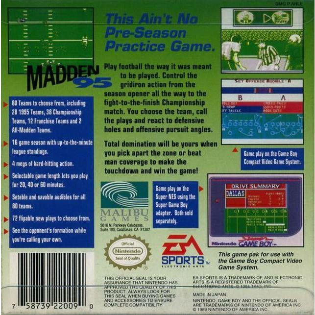 GB - Madden 95 (Cartridge Only)