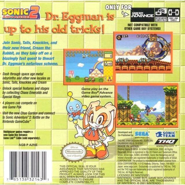 GBA - Sonic Advance 2 (Cartridge Only)