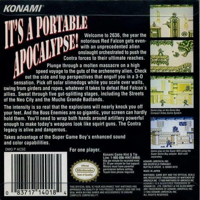 GB - Contra The Alien Wars (Cartridge Only)