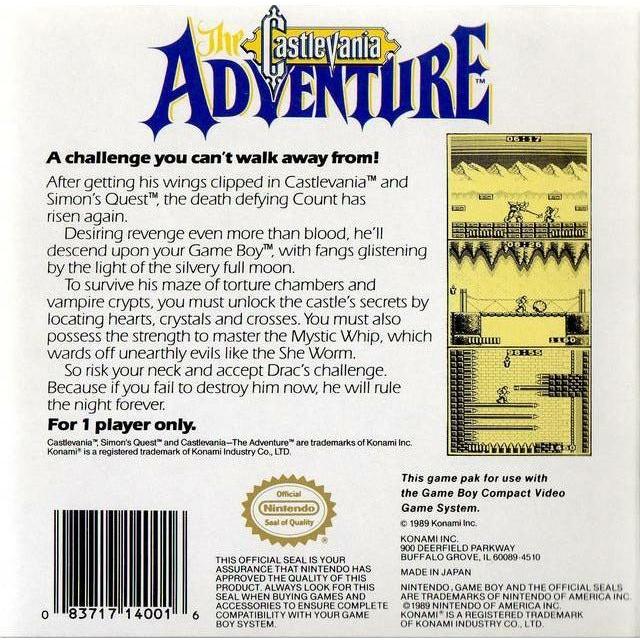 GB - Castlevania The Adventure (Cartridge Only)