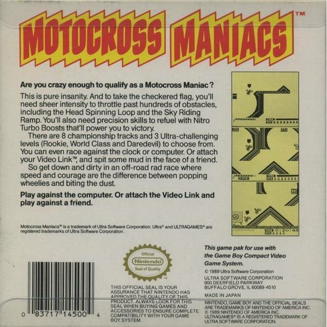 GB - Motocross Maniacs (Cartridge Only)