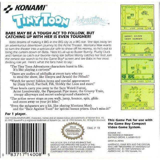 GB - Tiny Toon Adventures - Babs Big Break (cartouche uniquement)