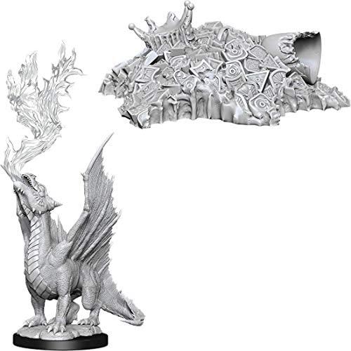 D&D - Minis - Nolzurs Marvelous Miniatures - Wyrmling dragon d'or et petit tas de trésors