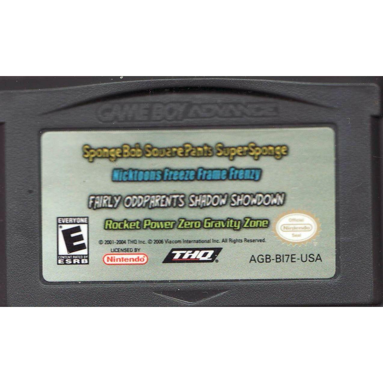 GBA - Bob l'éponge Super Éponge / Nicktoons Freeze Frame Frenzy / Fairly Odd Parents Shadow Showdown / Rocket Power Zero Gravity Zone (cartouche uniquement)