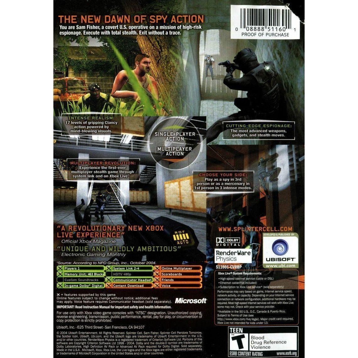 XBOX - Tom Clancy's Splinter Cell Pandora Tomorrow (Platinum Hits) (Sealed)