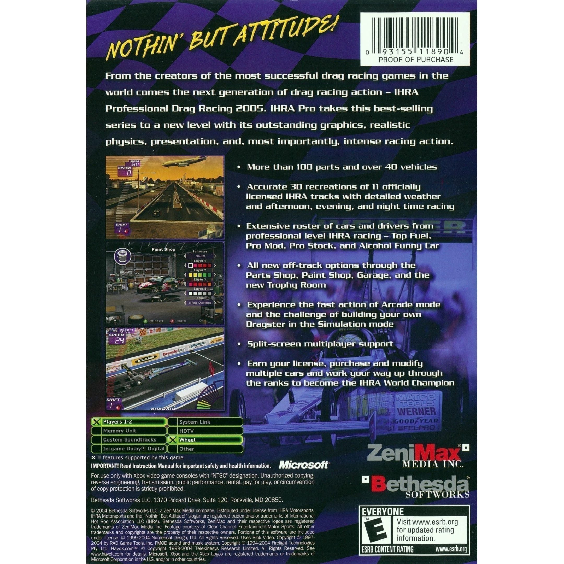 XBOX - Course de dragsters professionnelle IHRA Motorsports 2005