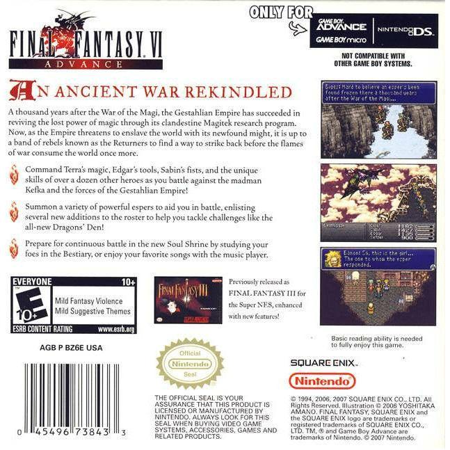 GBA - Final Fantasy VI Advance (Cartridge Only)