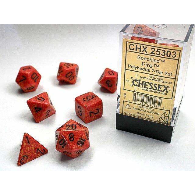 Dice - 7 Piece Speckled Dice Set (Fire)