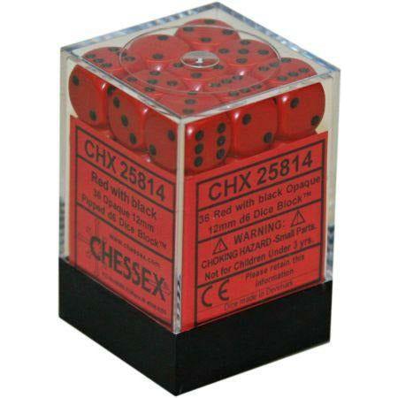 Dice - 36 D6 Piece Opaque Dice Set (Red/Black)
