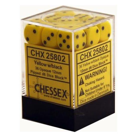 Dice - 36 D6 Piece Opaque Dice Set (Yellow/Black)