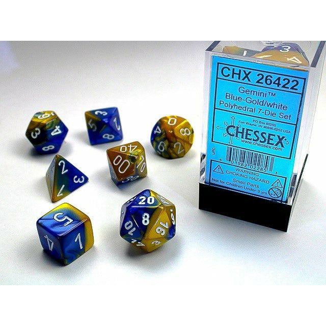 Dice - 7 Piece Gemini Dice Set (Blue/Gold&White)