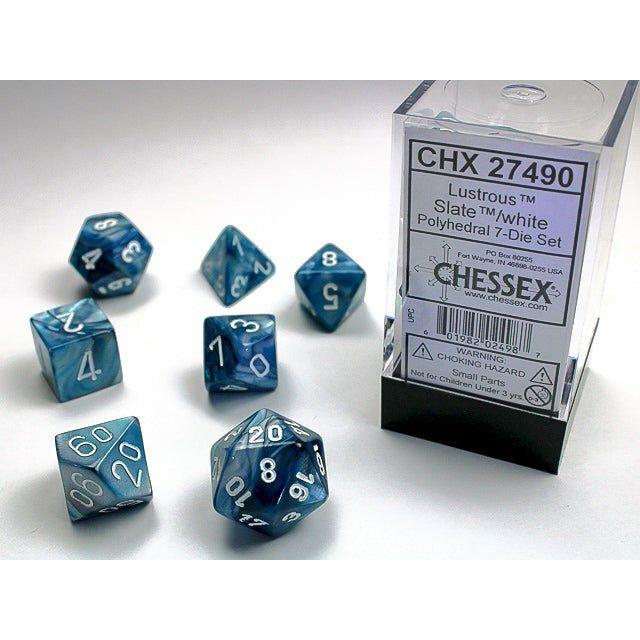 Dice - 7 Piece Lustrous Dice Set (Slate/White)
