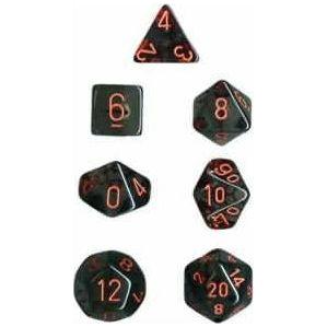 Dice - 7 Piece Translucent Dice Set (Smoke/Red)