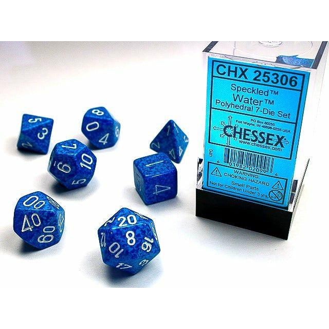 Dice - 7 Piece Speckled Dice Set (Water)