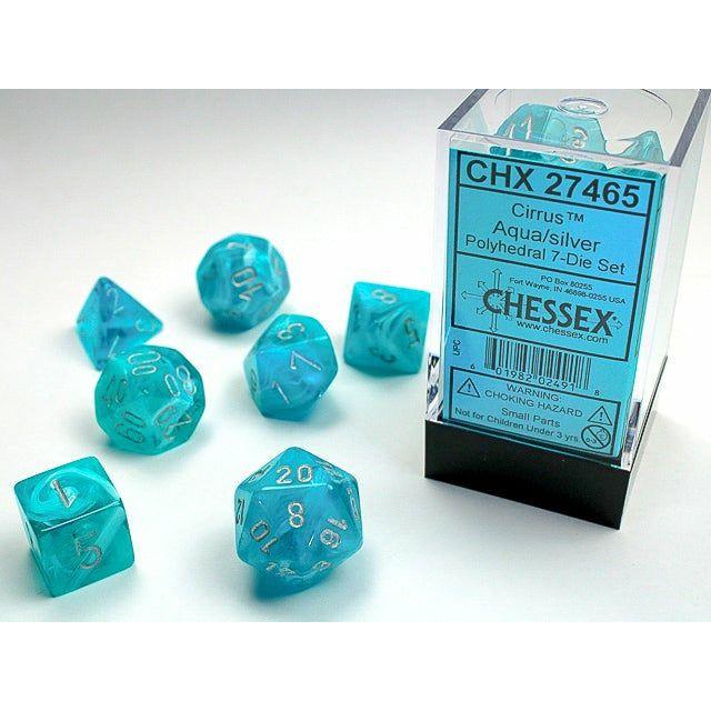 Dice - 7 Piece Cirrus Dice Set (Aqua/Silver)