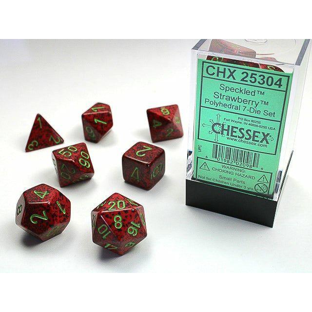 Dice - 7 Piece Speckled Dice Set (Strawberry)
