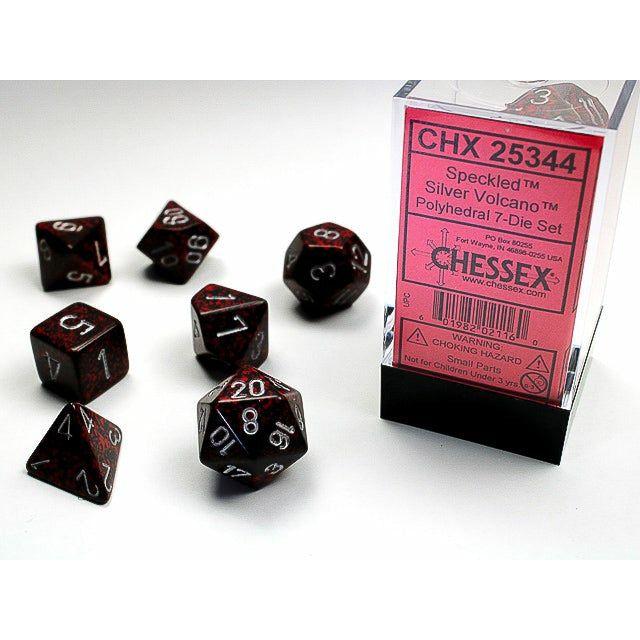 Dice - 7 Piece Speckled Dice Set (Silver Volcano)