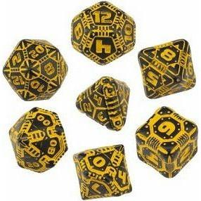 Dice - 7 Piece Tech Black and Orange Dice