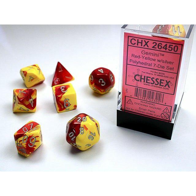 Dice - 7 Piece Gemini Dice Set (Red/Yellow&Silver)