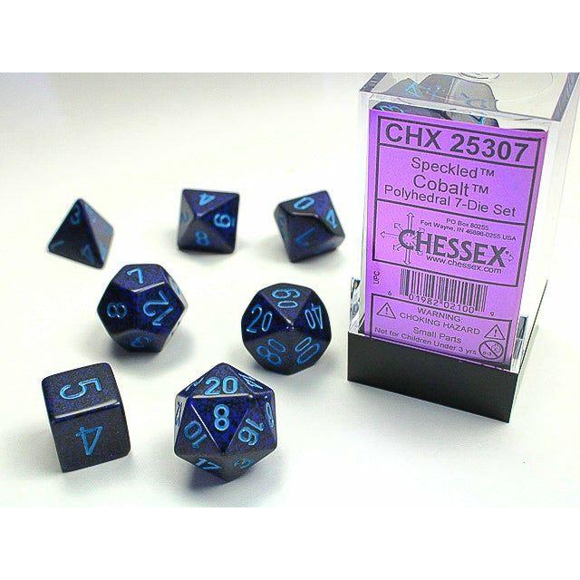 Dice - 7 Piece Speckled Dice Set (Cobalt)