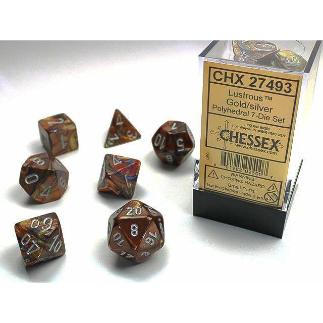 Dice - 7 Piece Lustrous Dice Set (Gold/Silver)