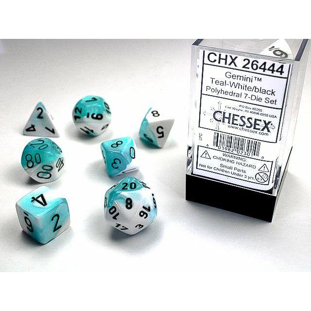 Dice - 7 Piece Gemini Dice Set (Teal/White&Black)
