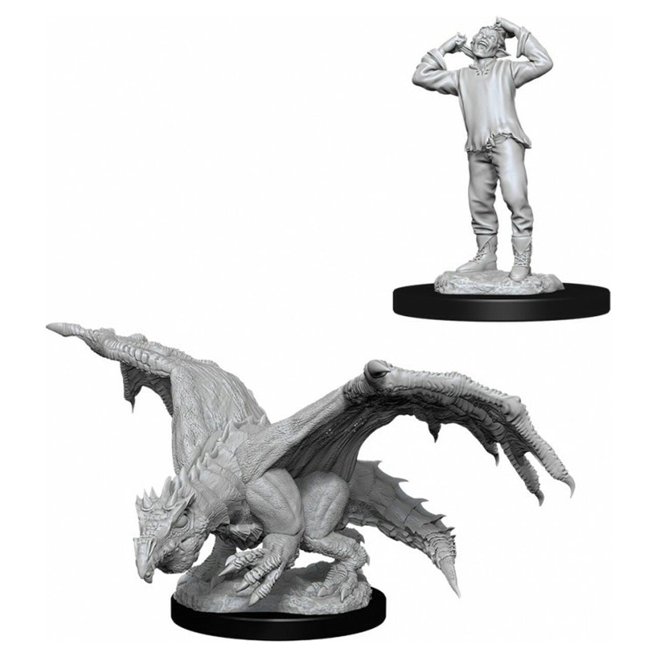 D&D - Minis - Nolzurs Marvelous Miniatures - Wyrmling dragon vert et elfe affligé