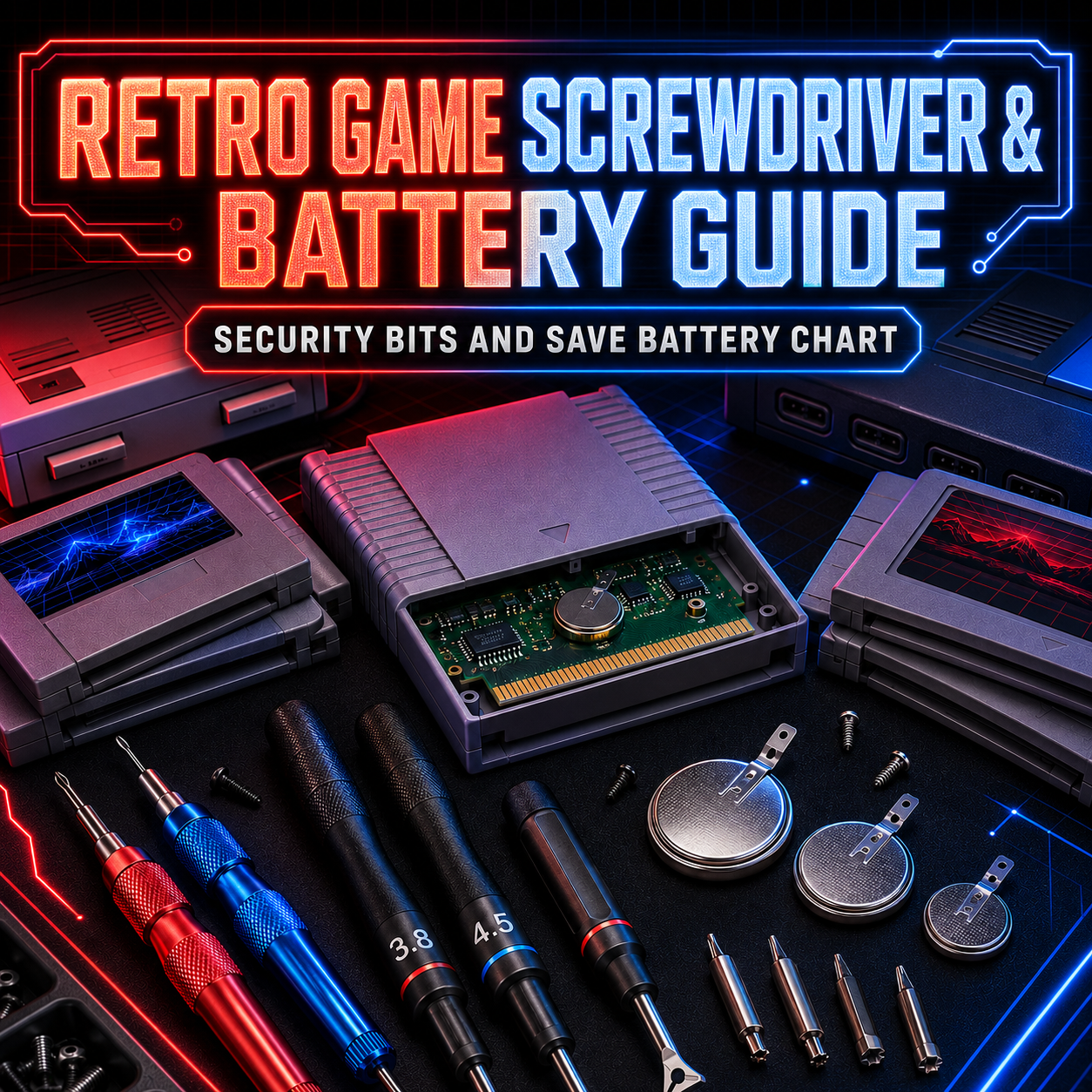 Retro Game Screwdriver & Battery Guide: Security Bits and Save Battery Chart