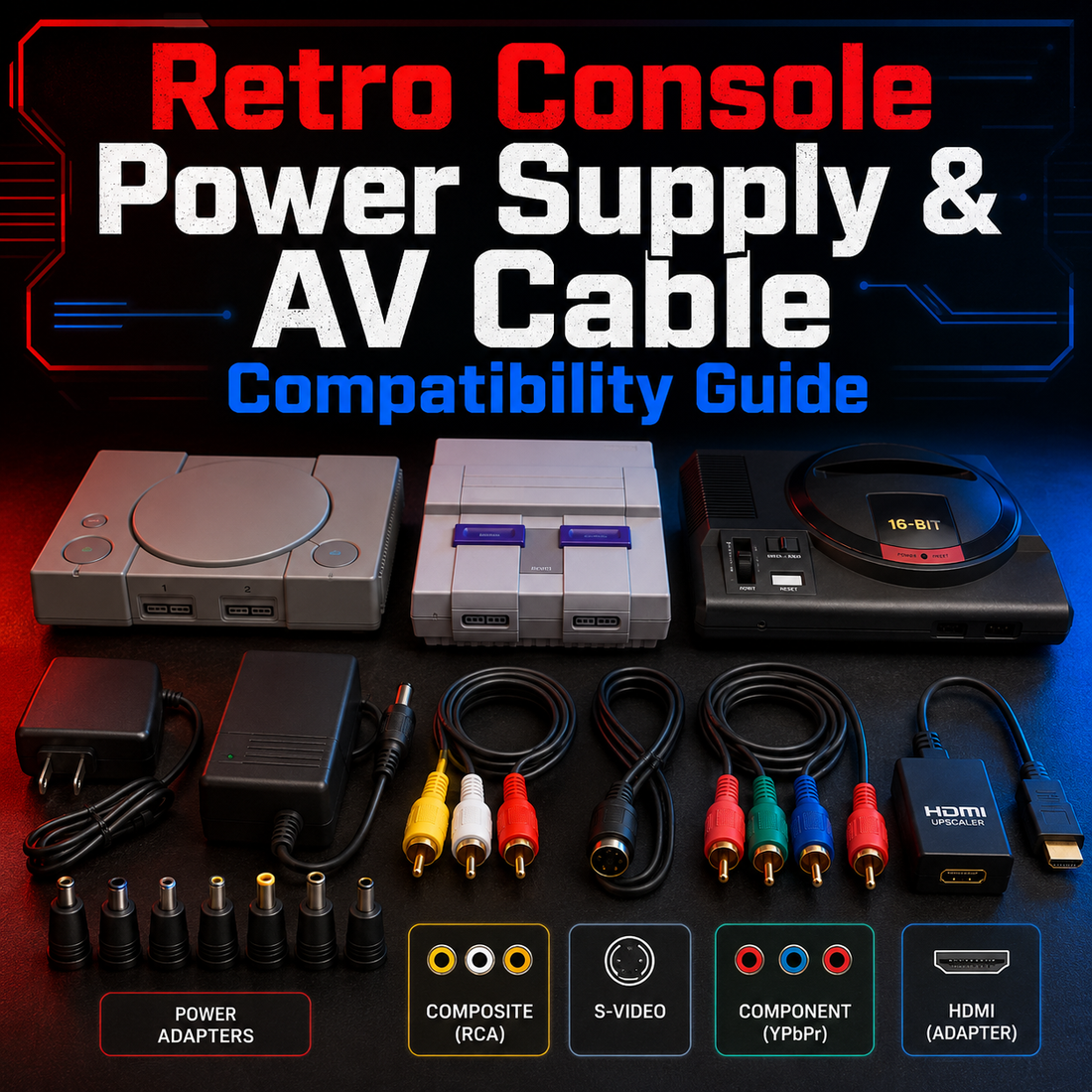 Retro Console Power Supply & AV Cable Compatibility Guide