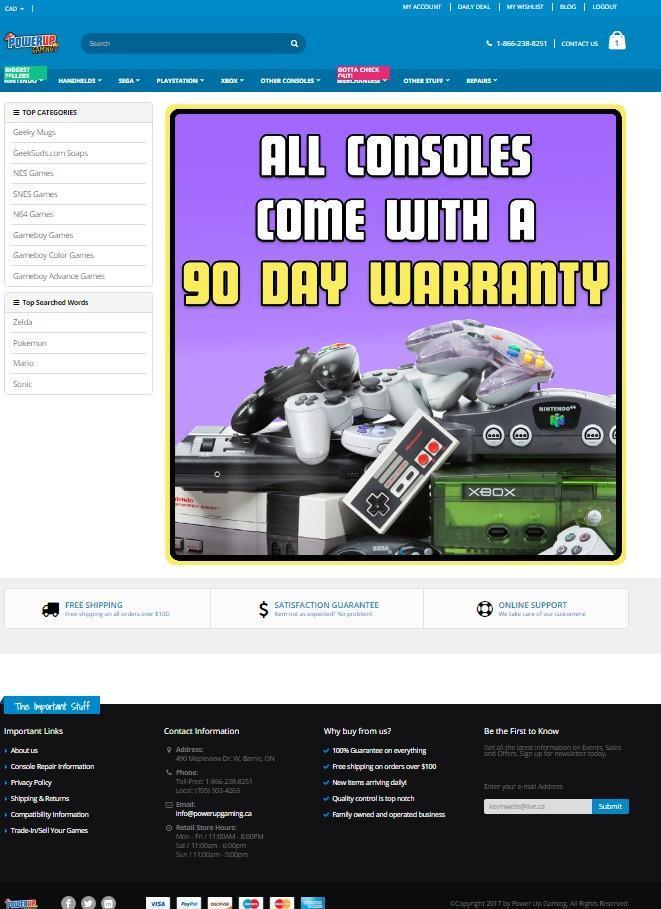 PowerUpGaming.ca New E-Commerce Site Launch