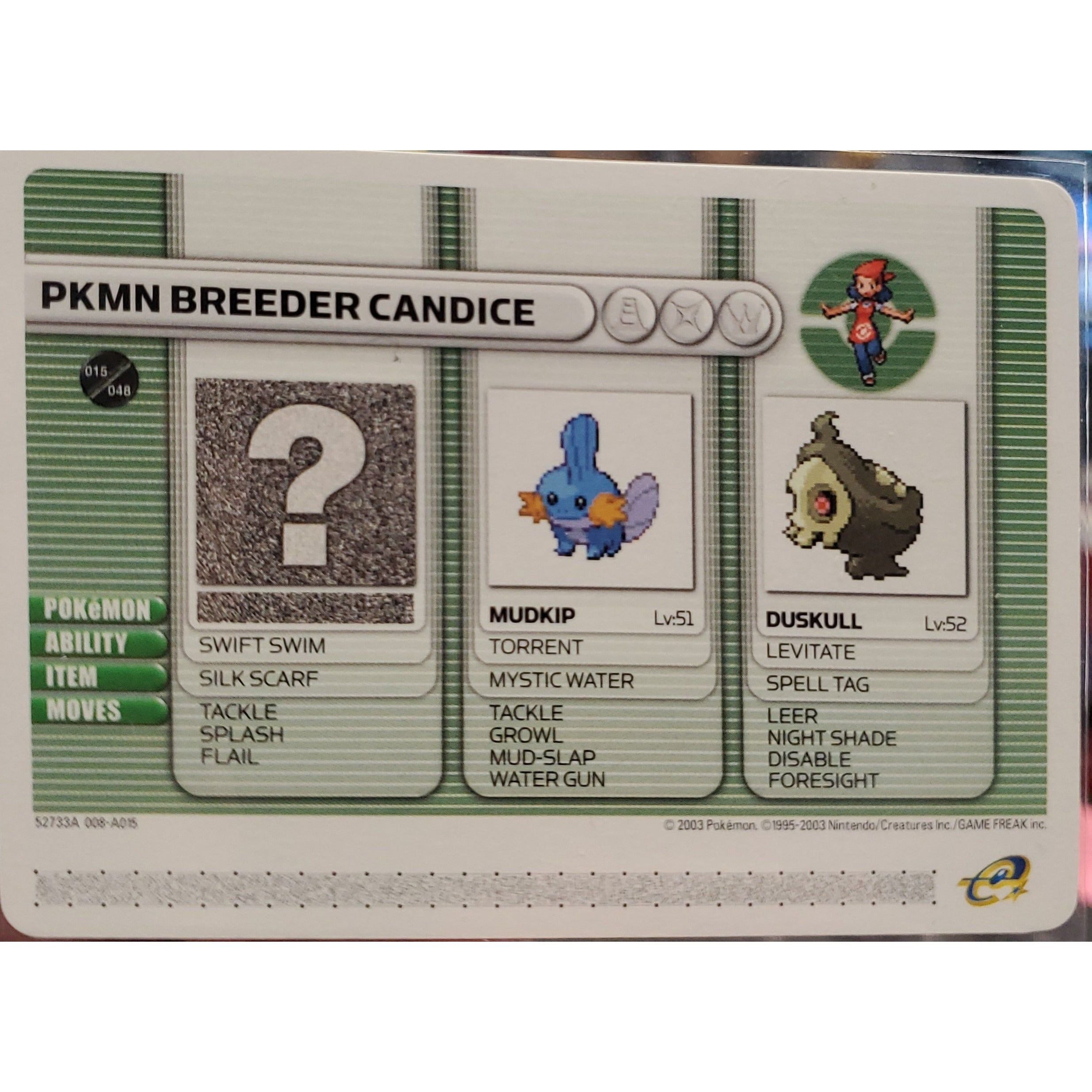 GBA - Carte de combat Pokémon - Candice, éleveuse PKMN