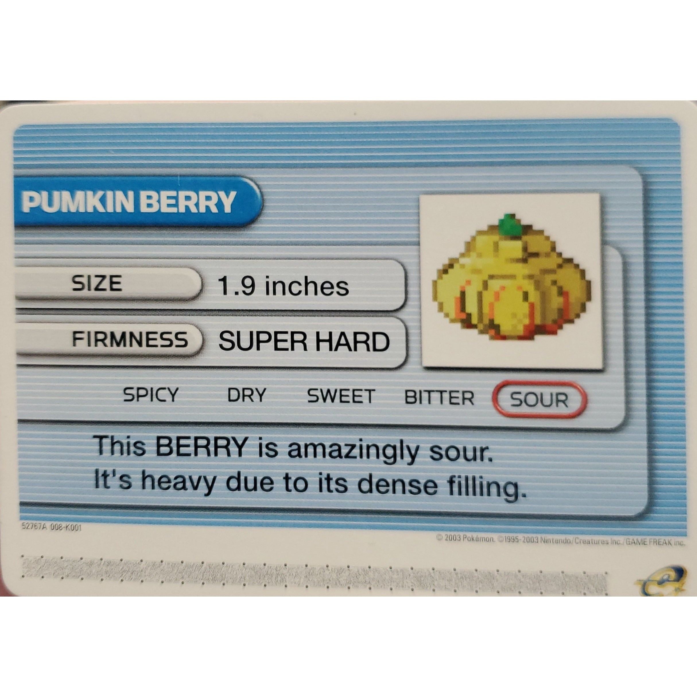 GBA - Carte de Combat Pokémon - Pumkin Berry