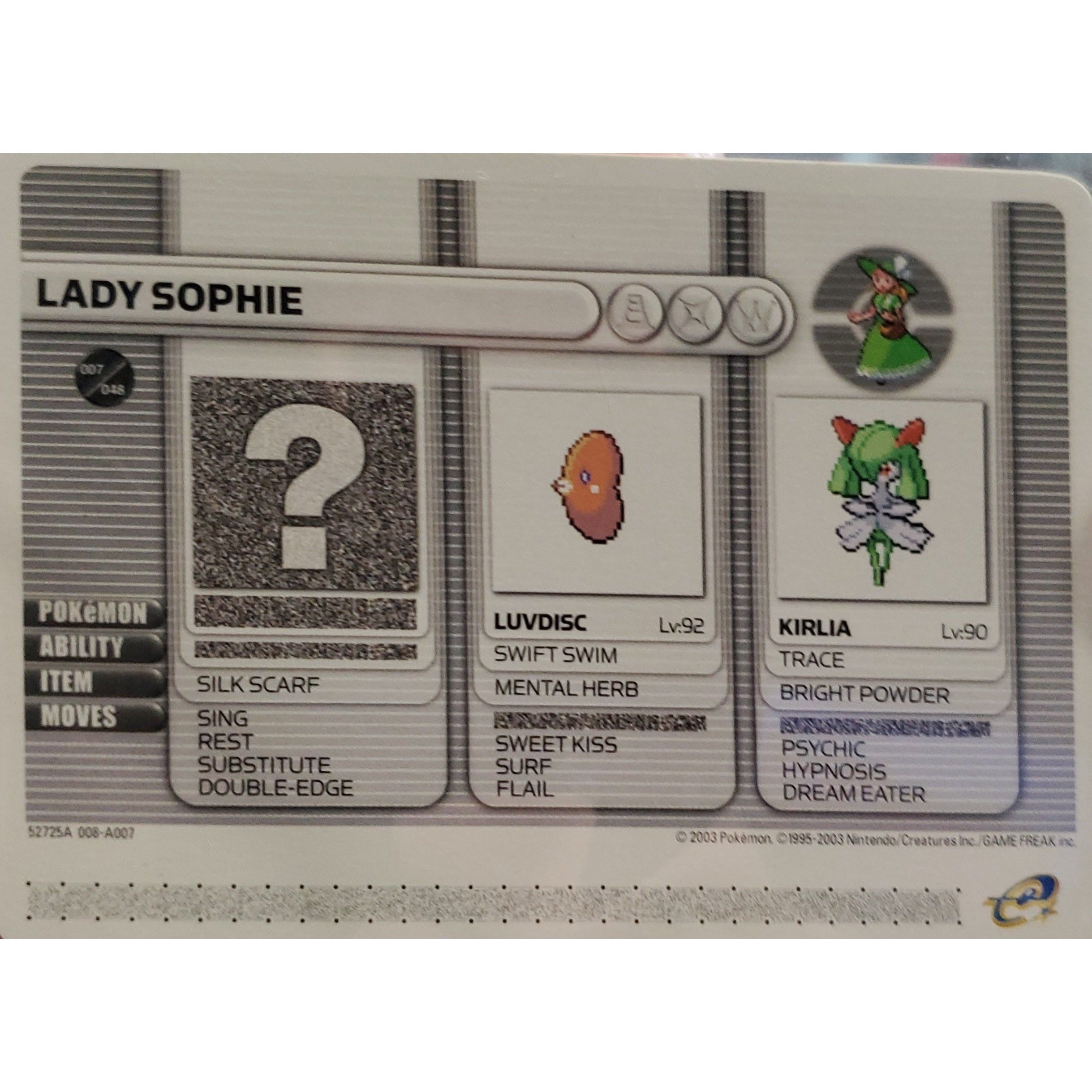 GBA - Carte de Combat Pokémon - Dame Sophie