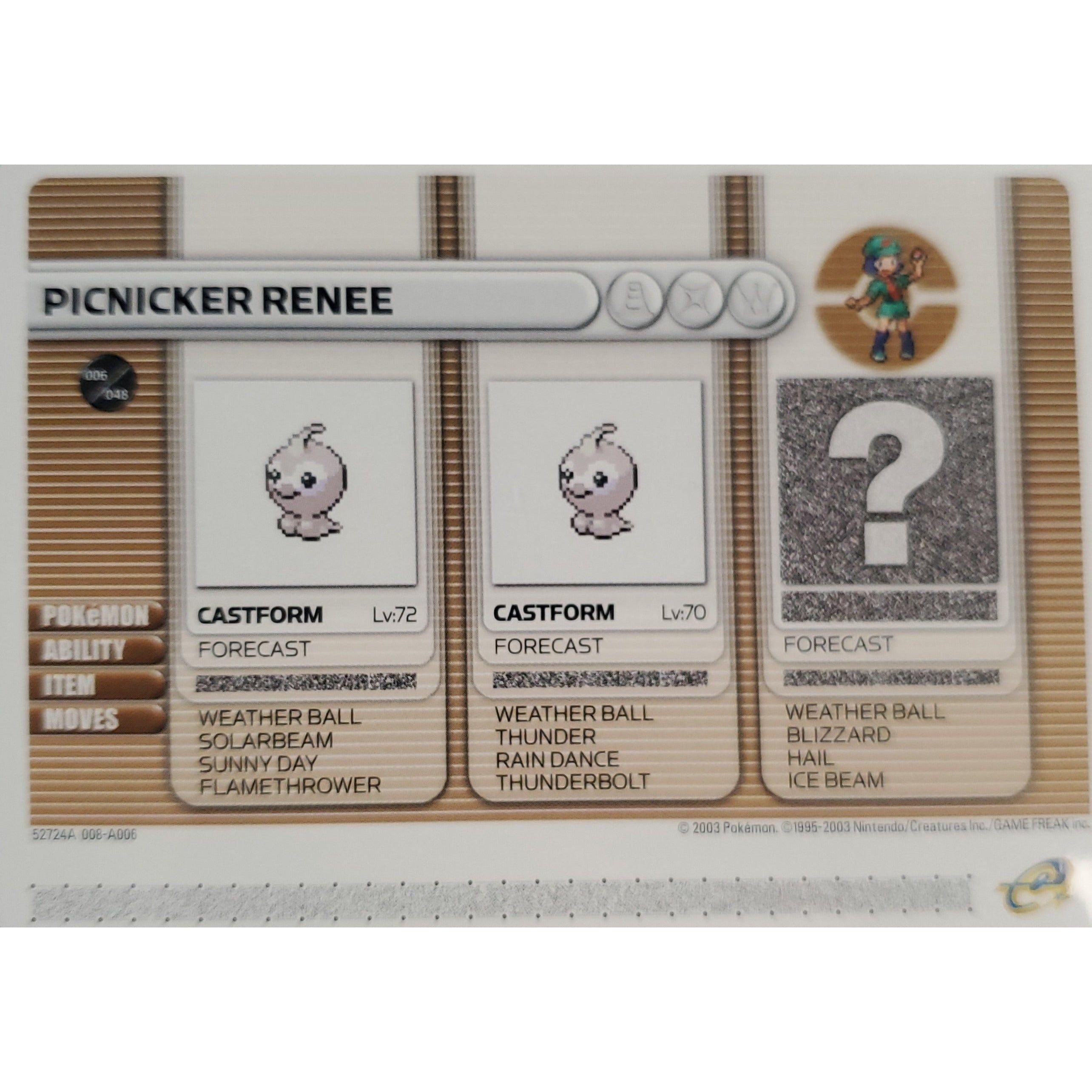 GBA - Carte de combat Pokémon - Pique-nique Renée