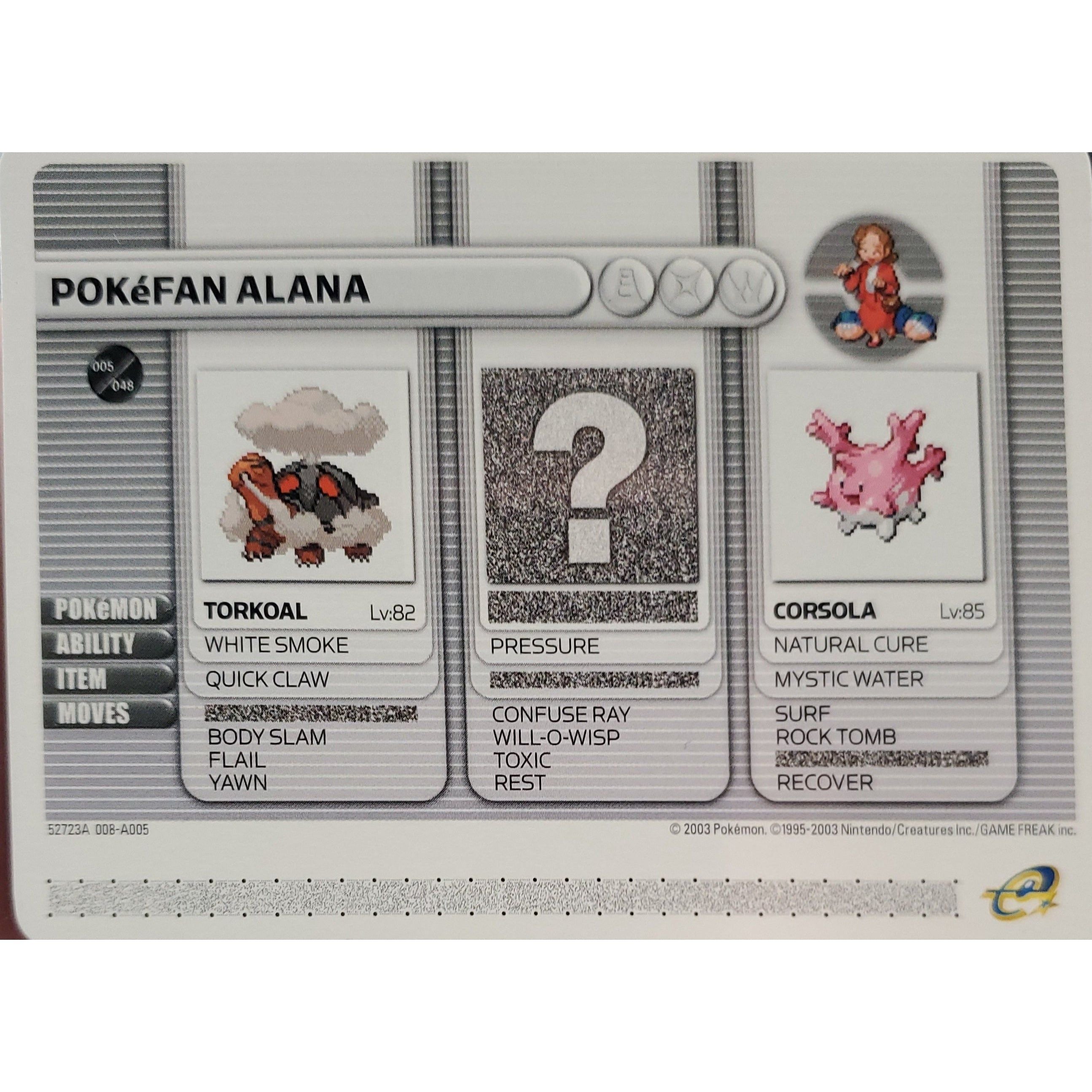 GBA - Pokemon Battle Card - Pokefan Alana